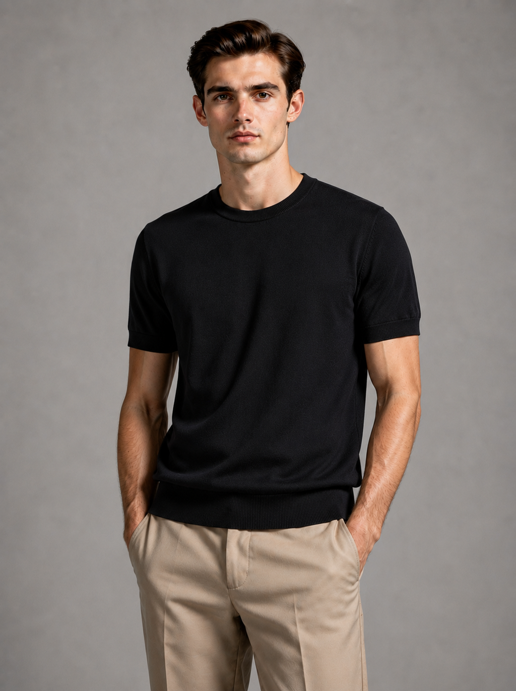 Riviera Fine Knit T-Shirt Black