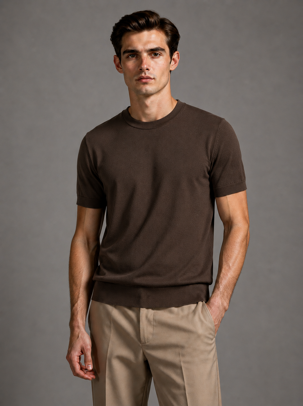 Riviera Fine Knit T-Shirt Brown