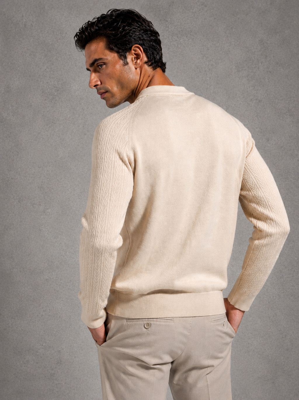 Milano Knit Long-Sleeve Polo Sand