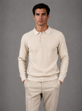 Milano Knit Long-Sleeve Polo Sand