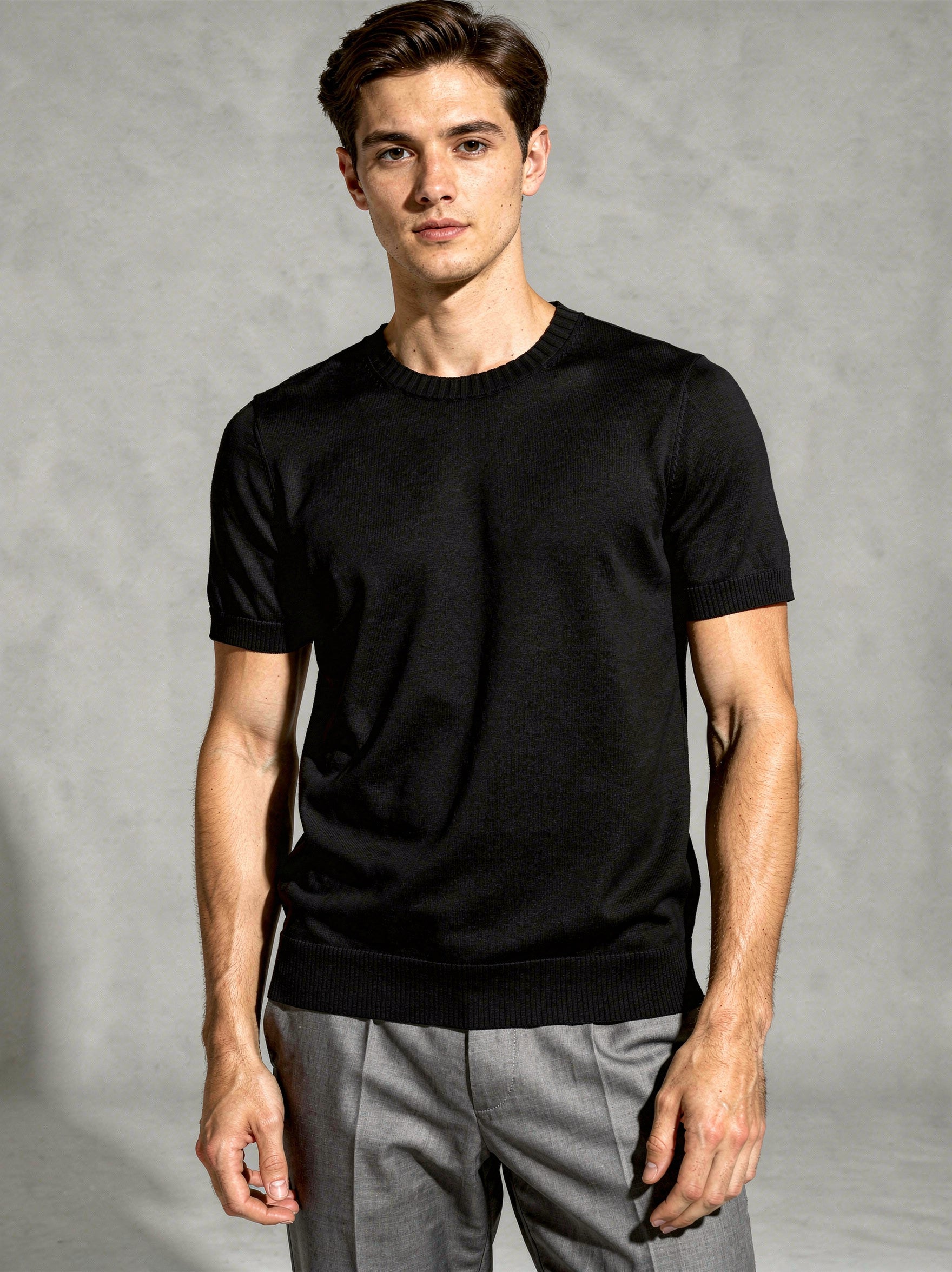 Cortina Fine Knit T-Shirt Black