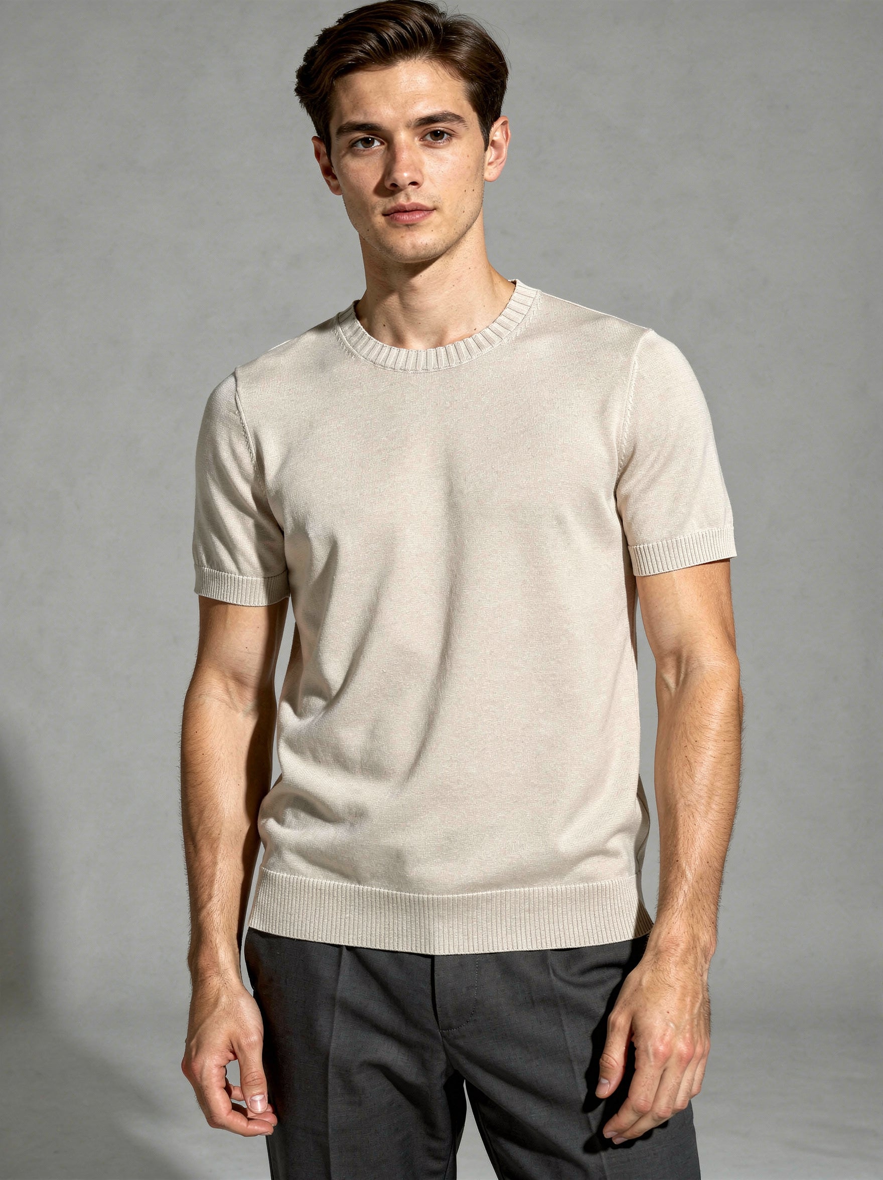 Cortina Fine Knit T-Shirt Beige